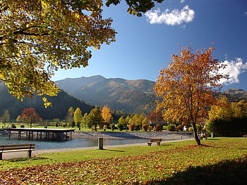 Achensee in Autumn, autumn, sky, park, mountain HD wallpaper