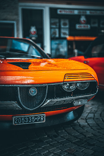 Car, Alfa Romeo, Cars, Wet, Front View, Machine HD phone wallpaper