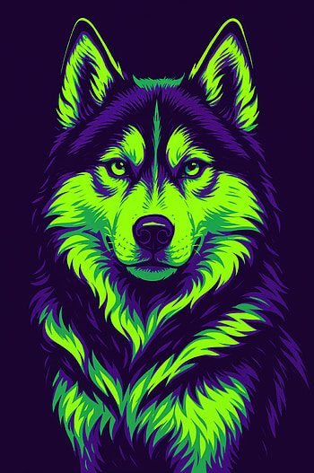Aurora Husky — Neon Siberian , wolf, neon HD phone wallpaper