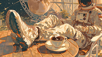 Astronaut, Vibe, Chill, Coffee, AI Art HD wallpaper
