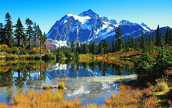 Nature, Trees, Mountains, Autumn, Lake, Slime, Tina HD wallpaper