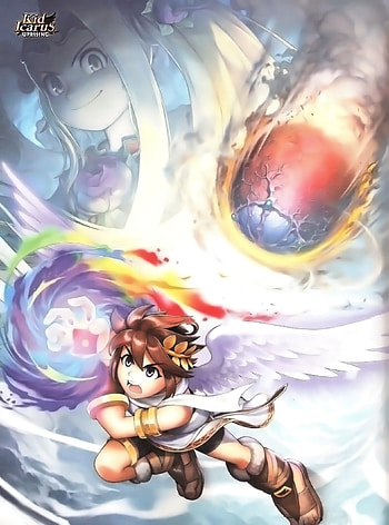 Kid Icarus Uprising, Aerial combat, Divine weaponry, Intense action HD phone wallpaper