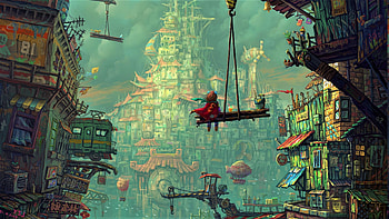 Colorful Fantasy City, artist, artwork, digital-art, fantasy HD wallpaper