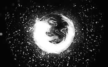 Mozilla white logo, , white neon lights, creative, black abstract background, Mozilla logo, brands, Mozilla HD wallpaper