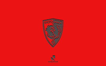 Kyoto Sanga FC, red background, Japanese football team, Kyoto Sanga FC emblem, J1 League, Japan, football, Kyoto Sanga FC logo HD wallpaper