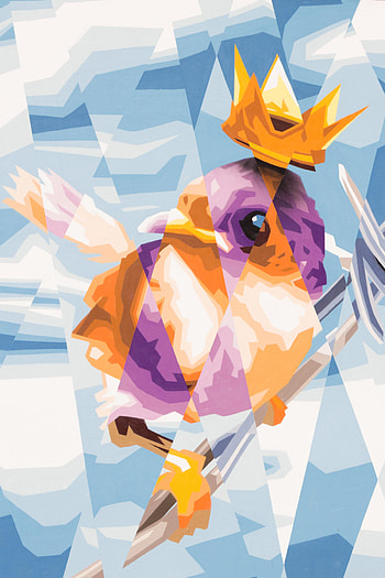Art, Bird, Crown, Fragments HD phone wallpaper