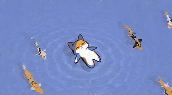 Floating Koi Cat — Cute Koi Carp Quad, Cute Cat HD wallpaper