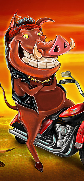 Timon and Pumbaa, TV series, Animation, Bike rider HD phone wallpaper