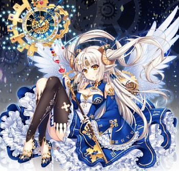 Time Keeper, silver hair, staff, rod, angel, long hair, dress, beauty, nice, wand, wing, cg, , angelic, female, hourglass, sexy, wings, sweet, gorgeous, hot, girl, beautiful, anime girl, anime, pretty, brown hair, lovely HD wallpaper