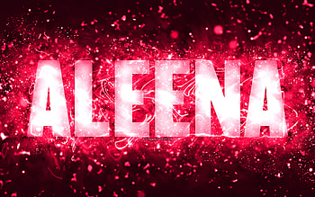Happy Birtay Aleena, , pink neon lights, Aleena name, creative, Aleena Happy Birtay, Aleena Birtay, popular american female names, with Aleena name, Aleena HD wallpaper