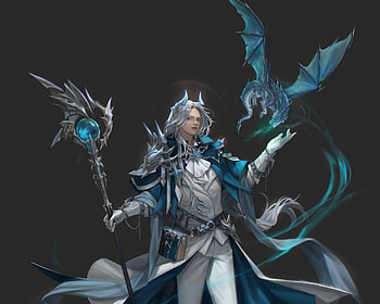 Fantasy man, black, man, blue, fantasy, dragon, shumolly HD wallpaper