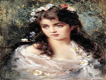 vintage beauty, floral, painting, vintage, beauty HD wallpaper