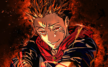 Ryomen Sukuna, , orange neon lights, protagonist, Jujutsu Kaisen, Sukuna, manga, Jujutsu Kaisen characters, Ryomen Sukuna Jujutsu Kaisen HD wallpaper
