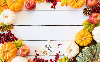 Happy Thanksgiving Day, autumn frames, creative, white wooden backgrounds, pumpkin frames, pumpkin HD wallpaper