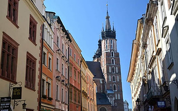 Krakow, Poland, Krakow, basilica, houses, Poland, street HD wallpaper