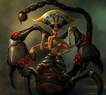 scorpian queen, girl, fantasy, art HD wallpaper