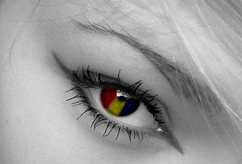Romania, make-up, abstract, flag, eye HD wallpaper
