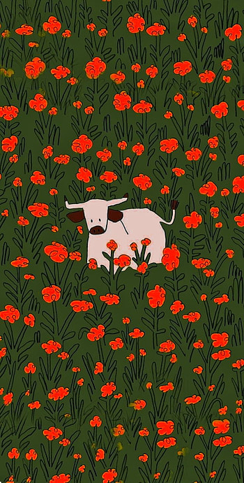 Flower cow aesthetic HD phone wallpaper