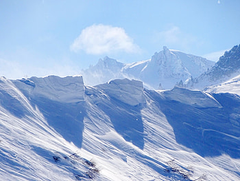 Landscape, winter, snow mountains HD wallpaper