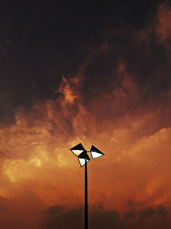 Sky, Twilight, Clouds, Miscellanea, Miscellaneous, Dusk, Lamp, Lantern, Illumination, Lighting HD phone wallpaper