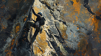 Climber's Ascent, climbing, rock climbing, rope, backpack HD wallpaper