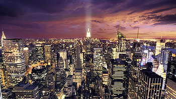 Preview america, light, clouds, houses, cities, skyscrapers, roads HD wallpaper