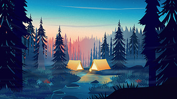 Camping Minimalism , minimalism, minimalist, artist, artwork, digital-art, behance HD wallpaper