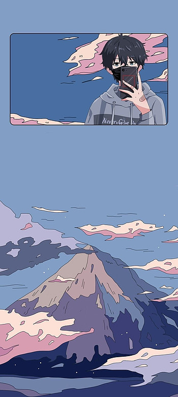 Montañas, azul eléctrico, montaña, anime HD phone wallpaper
