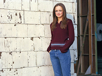 Alexis Bledel, blue eyes, pretty girl, long hair, actress, jeans, female HD wallpaper