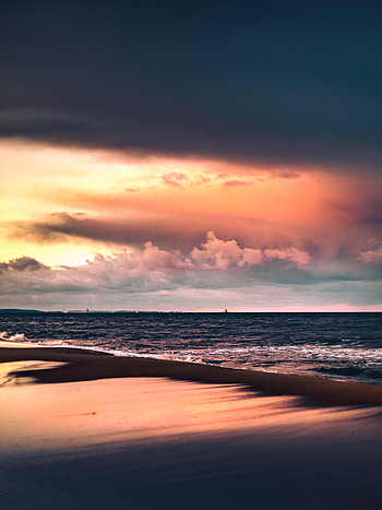 Nature, Sunset, Sea, Twilight, Beach, Dusk HD phone wallpaper