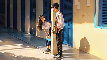 Sweet School Romance, couple, love, artist, artwork, digital-art HD wallpaper