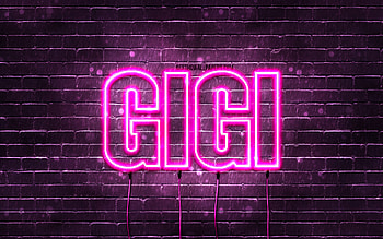 Gigi, , with names, female names, Gigi name, purple neon lights, Gigi Birtay, Happy Birtay Gigi, popular italian female names, with Gigi name HD wallpaper