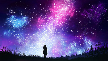 Art, Stars, Shine, Silhouette, Starry Sky, Brilliance, Brilliant HD wallpaper