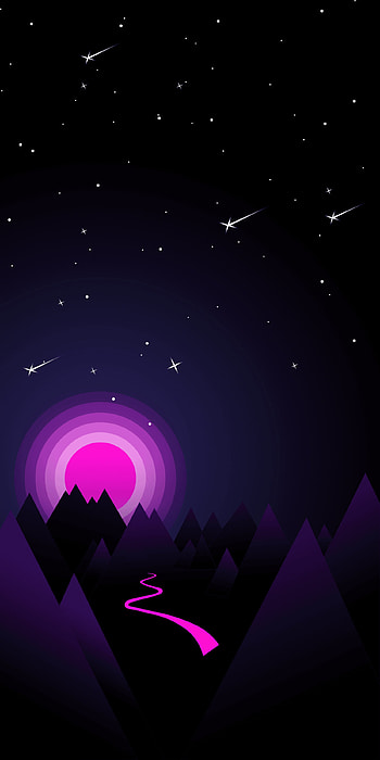 Minimal, , sky, hill, magenta, new, nature, Amoled, black, Samsung HD phone wallpaper