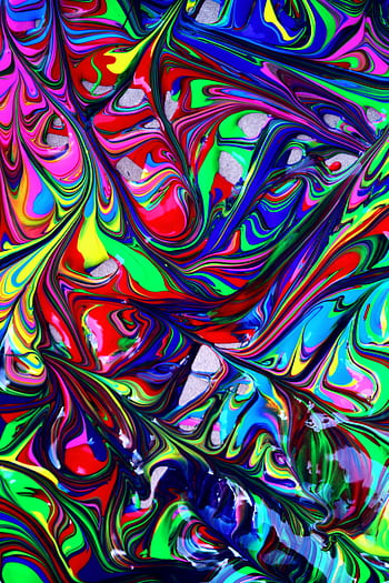 Colorful abstract painting with vivid swirls and a trippy pattern. HD phone wallpaper
