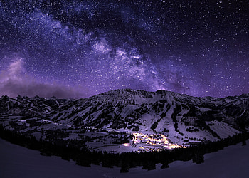 Stars Night Galaxy, stars, galaxy, night, nature, purple HD wallpaper