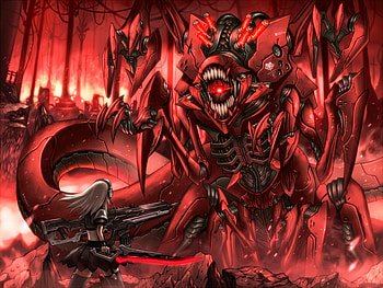 Gia, sword, anime, mecha, red, gun HD wallpaper