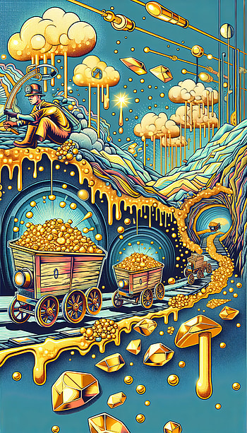 Golden Dreamscape Mining, gold, illustration HD phone wallpaper