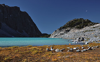 Nature, Grass, Stones, Sky, Moon, Lake, Shore, Bank, Withered, It's A Sly, Azure HD wallpaper