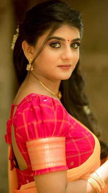 Gabrielle, telugu actress, saree lover HD phone wallpaper