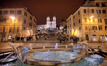 Spanish Steps, Trinita dei Monti, Nighttime beauty, Rome's architectural marvels HD wallpaper