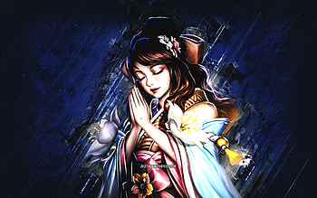 Guinevere, Sakura Wishes, Mobile Legends Bang Bang, blue stone background, Mobile Legends characters, Guinevere Mobile Legends, creative art HD wallpaper