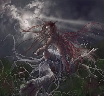 WENDY, branch, clouds, elf, windy, dark, tree HD wallpaper