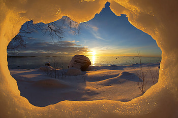 Snow, Sunrise, Nature, , Horizon, Landscape, Winter HD wallpaper
