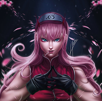 Anime, original, pink hair, art HD wallpaper