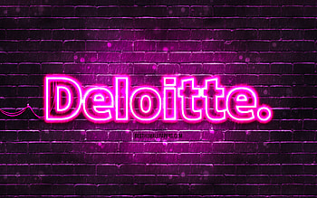 Deloitte purple logo, , purple brickwall, Deloitte logo, brands, Deloitte neon logo, Deloitte HD wallpaper