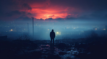 Boy City Surrouned In Fog, alone, artist, ai, artwork, digital-art HD wallpaper