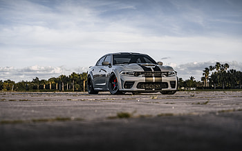 2022, Dodge Charger SRT, , front view, exterior, gray sedan, Charger tuning, Charger SRT Hellcat, american cars, Dodge HD wallpaper