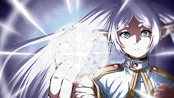 of Frieren from Frieren: Beyond Journey's End, Anime, Frieren: Beyond Journey's End, Frieren (Frieren: Beyond Journey's End), white anime HD wallpaper