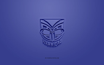New Zealand Warriors, creative 3D logo, blue background, National Rugby League, 3d emblem, NRL, Australian rugby league, Auckland, New Zealand, 3d art, rugby, New Zealand Warriors 3d logo HD wallpaper